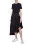 Figure View - Click To Enlarge - QUIBE  - Abstract embroidered ruched asymmetric drape skirt