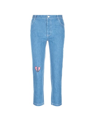 Main View - Click To Enlarge - 73184 - Broken heart patch cropped boyfriend jeans