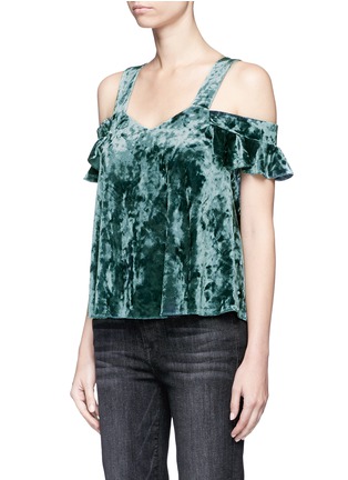 Front View - Click To Enlarge - TOPSHOP - Polly' draped velvet bardot top