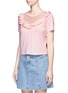 Front View - Click To Enlarge - TOPSHOP - Mesh panel ruffle T-shirt