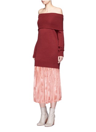 Figure View - Click To Enlarge - TIBI - 'Flume Sunray' metallic plissé pleat midi skirt