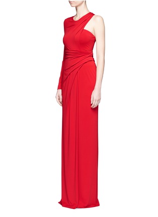 Front View - Click To Enlarge - ALEXANDER WANG - Asymmetric drape one-shoulder crepe gown