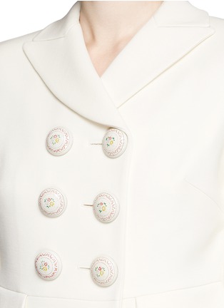 Detail View - Click To Enlarge - ALEXANDER MCQUEEN - Enamelled flower button wool-silk double breasted coat