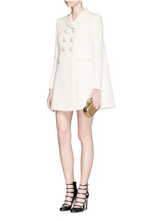 Figure View - Click To Enlarge - ALEXANDER MCQUEEN - Enamelled flower button wool-silk double breasted coat