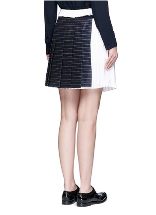 Back View - Click To Enlarge - VICTORIA, VICTORIA BECKHAM - Pinstripe pleat linen-cotton mini skirt