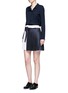 Figure View - Click To Enlarge - VICTORIA, VICTORIA BECKHAM - Pinstripe pleat linen-cotton mini skirt