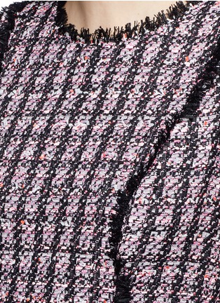 Detail View - Click To Enlarge - OSCAR DE LA RENTA - Frayed sequin tweed dress