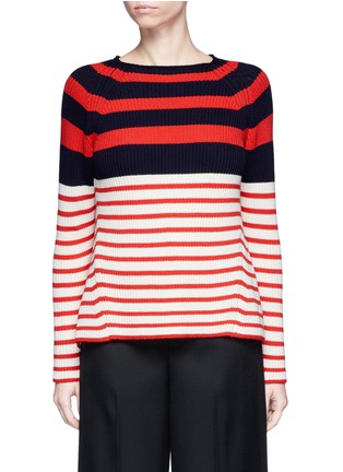 Main View - Click To Enlarge - MRZ - Colourblock stripe split back sweater