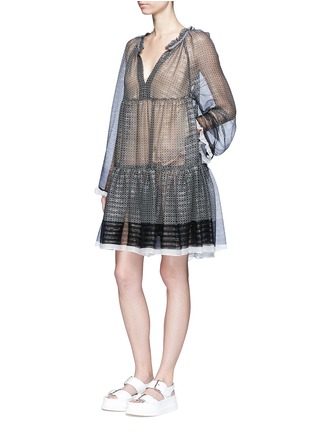 Figure View - Click To Enlarge - STELLA MCCARTNEY - Star print ruffle trim chiffon dress