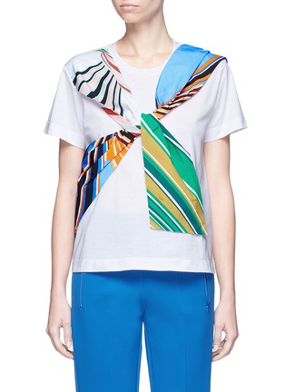Main View - Click To Enlarge - EMILIO PUCCI - 'Vortici' stripe twist front cotton T-shirt