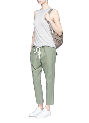 Figure View - Click To Enlarge - BASSIKE - Shoelace drawcord canvas cropped pants