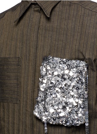 Detail View - Click To Enlarge - PORTS 1961 - Detachable sequin pocket herringbone shirt