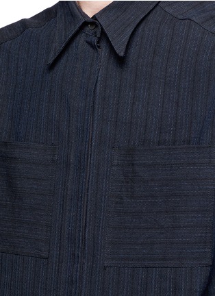 Detail View - Click To Enlarge - PORTS 1961 - Cutout hem herringbone shirt