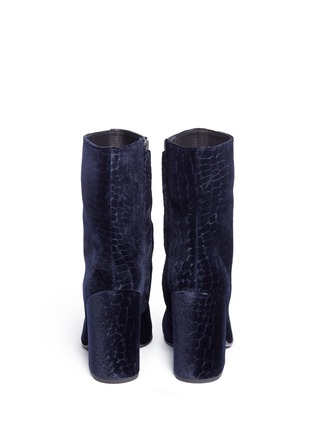 Back View - Click To Enlarge - ASH - 'Flora' croc embossed velvet mid calf boots