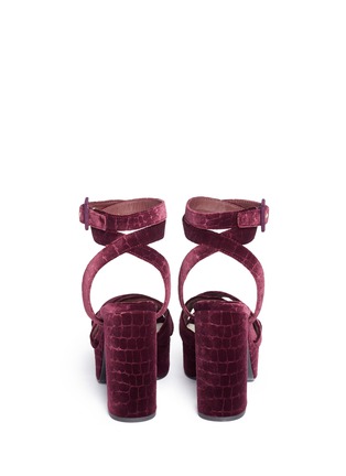 Back View - Click To Enlarge - ASH - 'Boom' croc embossed velvet platform sandals