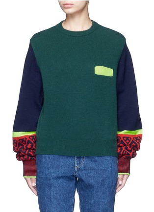 Main View - Click To Enlarge - TOGA ARCHIVES - Colorblock geometric intarsia wool blend sweater