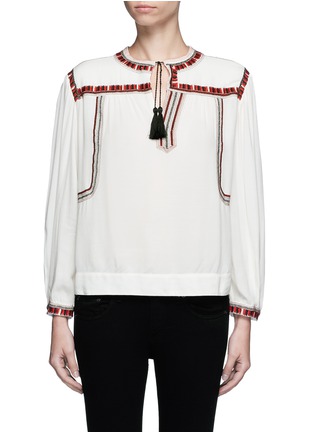 Main View - Click To Enlarge - ISABEL MARANT ÉTOILE - 'Cabella' tassel tie ethnic embroidery top