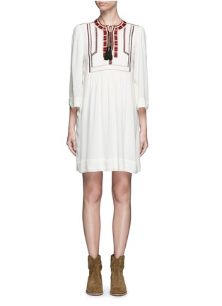 Main View - Click To Enlarge - ISABEL MARANT ÉTOILE - 'Clara' tassel tie ethnic embroidery crepe dress