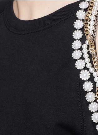 Detail View - Click To Enlarge - FORTE COUTURE - Embellished asymmetric cold shoulder sweatshirt
