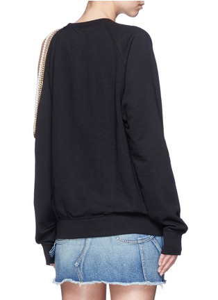 Back View - Click To Enlarge - FORTE COUTURE - Embellished asymmetric cold shoulder sweatshirt