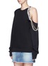 Front View - Click To Enlarge - FORTE COUTURE - Embellished asymmetric cold shoulder sweatshirt