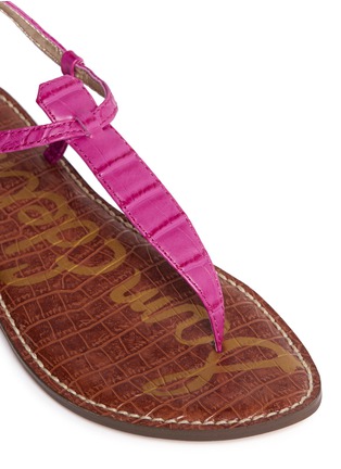 Detail View - Click To Enlarge - SAM EDELMAN - 'Gigi' croc embossed T-strap flat sandals