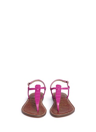 Front View - Click To Enlarge - SAM EDELMAN - 'Gigi' croc embossed T-strap flat sandals