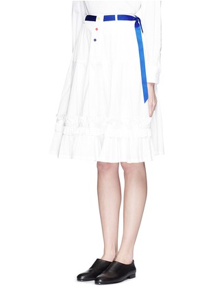 Front View - Click To Enlarge - ANGEL CHEN - Ribbon appliqué poplin pleat skirt
