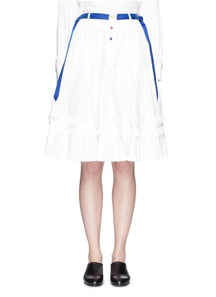 Main View - Click To Enlarge - ANGEL CHEN - Ribbon appliqué poplin pleat skirt