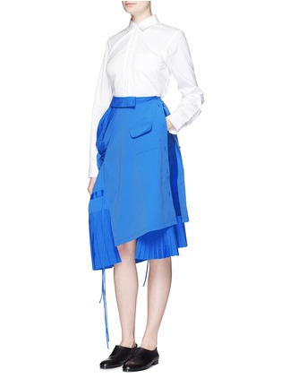 Figure View - Click To Enlarge - ANGEL CHEN - Deconstructed shirt poplin skirt