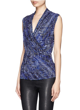 Front View - Click To Enlarge - ST. JOHN - Herringbone print jersey shell top