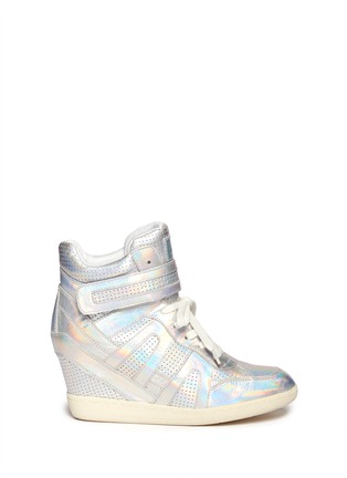 Main View - Click To Enlarge - ASH - 'Beck' metallic leather high-top wedge sneakers