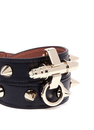 Detail View - Click To Enlarge - GIVENCHY - Obsedia stud double wrap leather bracelet