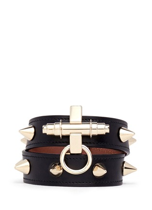 Main View - Click To Enlarge - GIVENCHY - Obsedia stud double wrap leather bracelet