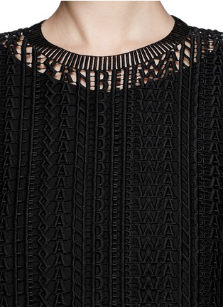 Detail View - Click To Enlarge - ALEXANDER WANG - Logo guipure lace cropped T-shirt