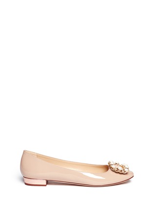 Main View - Click To Enlarge - KATE SPADE - Nolina pearl chain buckle patent leather flats