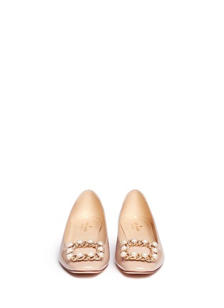Figure View - Click To Enlarge - KATE SPADE - Nolina pearl chain buckle patent leather flats