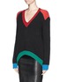 Front View - Click To Enlarge - GIVENCHY - Colourblock wool sweater