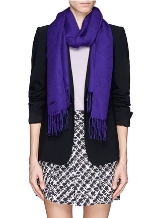 Figure View - Click To Enlarge - ARMANI COLLEZIONI - Wave stitch scarf