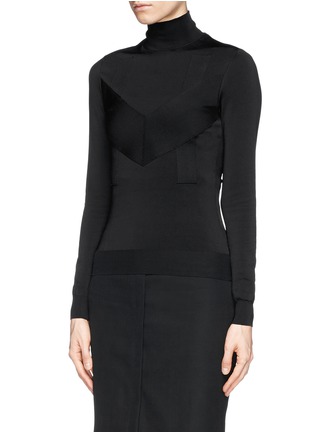 Front View - Click To Enlarge - GIVENCHY - Geometric panel rib turtleneck top