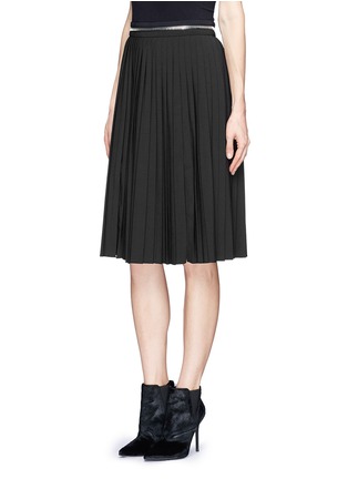 Front View - Click To Enlarge - GIVENCHY - Zip waist plissé pleat skirt