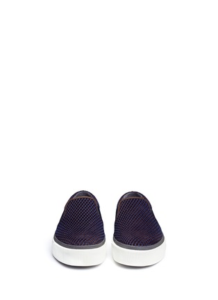 Front View - Click To Enlarge - LANVIN - Honeycomb mesh suede skate slip-ons