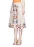 Front View - Click To Enlarge - ALICE & OLIVIA - 'Giselle' floral embroidered leather midi skirt