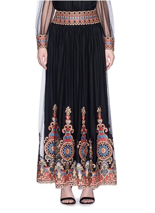Main View - Click To Enlarge - ALICE & OLIVIA - 'Savanna' embroidery Swiss dot lace maxi skirt