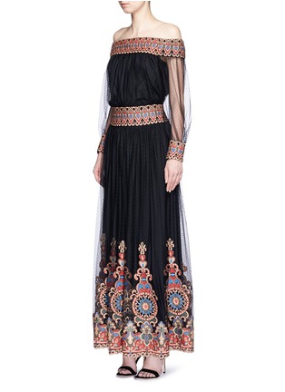 Figure View - Click To Enlarge - ALICE & OLIVIA - 'Savanna' embroidery Swiss dot lace maxi skirt