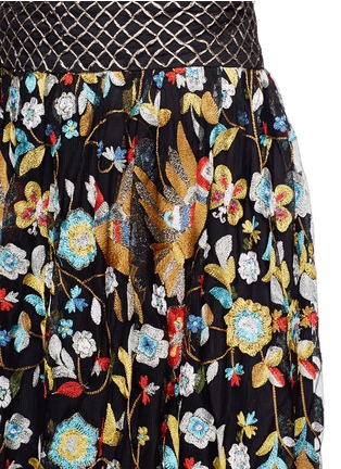 Detail View - Click To Enlarge - ALICE & OLIVIA - 'Kamryn' metallic tassel silk embroidery maxi skirt