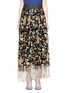 Main View - Click To Enlarge - ALICE & OLIVIA - 'Kamryn' metallic tassel silk embroidery maxi skirt