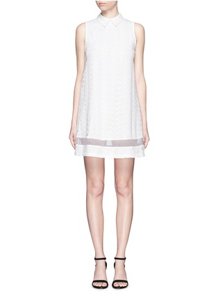 Detail View - Click To Enlarge - ALICE & OLIVIA - 'Irena' organdy trim guipure lace shirt dress