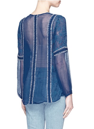 Back View - Click To Enlarge - ALICE & OLIVIA - 'Natalya' embroidery crinkle voile peasant top