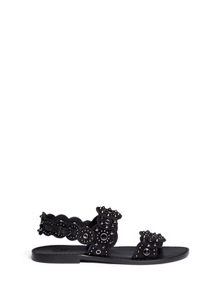 Main View - Click To Enlarge - ASH - 'Mantra' stud strass appliqué slingback suede sandals